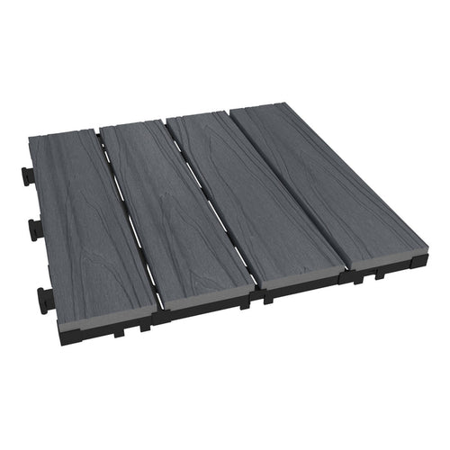 NeoTimber Deluxe Composite Deck Tiles – Grey – Angled Close Up