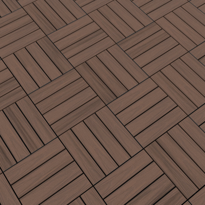 NeoTimber Deluxe Composite Deck Tiles – Teak – In Situ