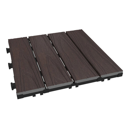 NeoTimber Deluxe Composite Deck Tiles – Chocolate – Angled Close Up