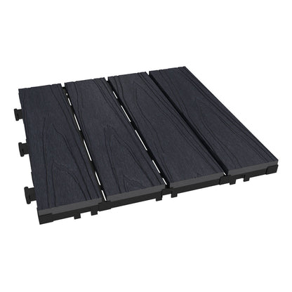 NeoTimber Deluxe Composite Deck Tiles – Charcoal – Angled Close Up