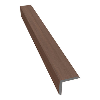 NeoTimber Deluxe Composite Decking Corner Trim – Teak – Angled Close Up