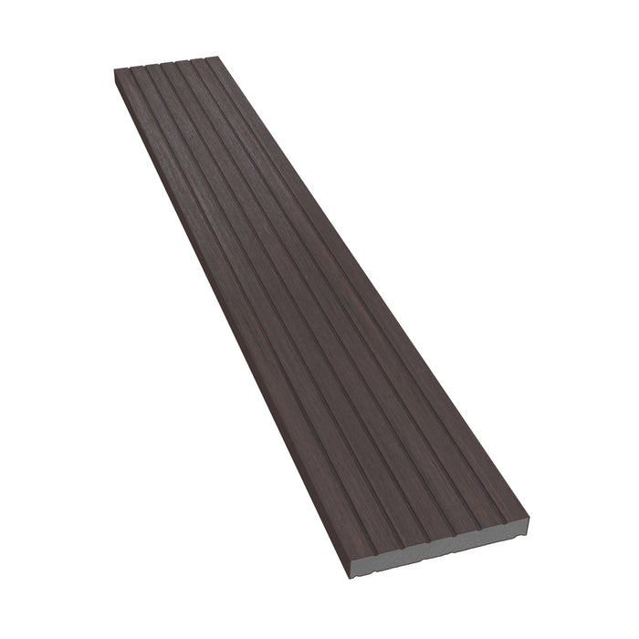 NeoTimber Deluxe Composite Decking Skirting Trim – Chocolate – Angled Close Up - Grooved
