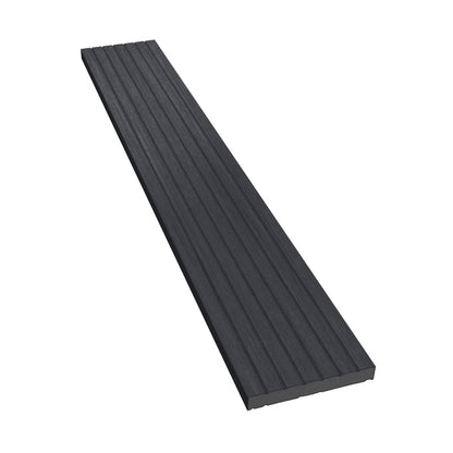 NeoTimber Deluxe Composite Decking Skirting Trim – Charcoal – Angled Close Up - Grooved