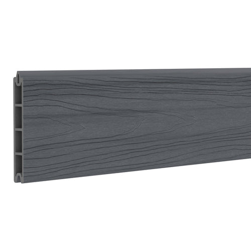 NeoTimber Deluxe Composite Fence Board - Grey - Angled Close Up - Woodgrain
