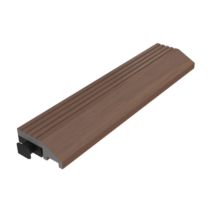 NeoTimber Deluxe Deck Tile Straight Edge Ramps – Teak – Angled Close Up
