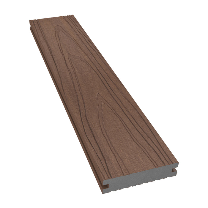 NeoTimber Deluxe Narrow Composite Deck Board – Teak – Angled Close Up