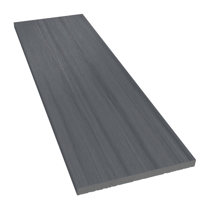 NeoTimber Deluxe & Slatted Composite Cladding Fascia Board – Grey – Angled Close Up - Sanded