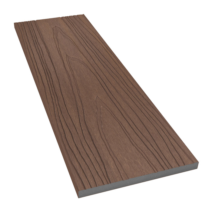 NeoTimber Deluxe & Slatted Composite Cladding Fascia Board – Teak – Angled Close Up