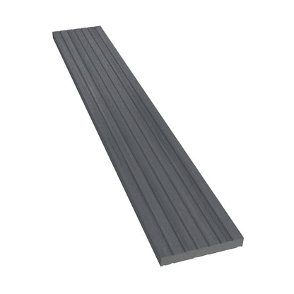 NeoTimber Deluxe & Slatted Composite Cladding Skirting Trim – Grey – Angled Close Up - Grooved