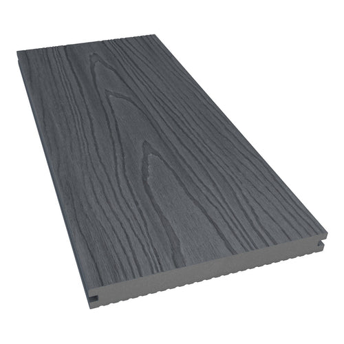 NeoTimber Deluxe Wide Composite Deck Board – Grey – Angled Close Up