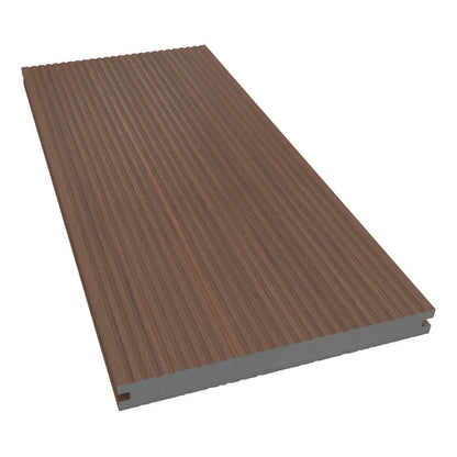 NeoTimber Deluxe Wide Composite Deck Board – Teak – Angled Close Up