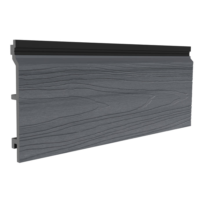 NeoTimber Deluxe Woodgrain Composite Cladding Board – Grey – Angled Close Up