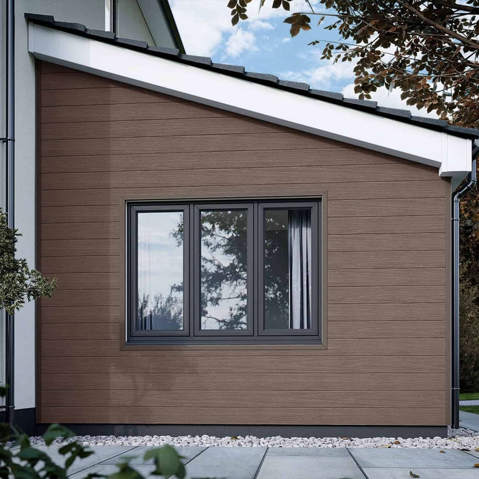 NeoTimber Deluxe Woodgrain Composite Cladding Board – Chocolate – Lifestyle Cladding View