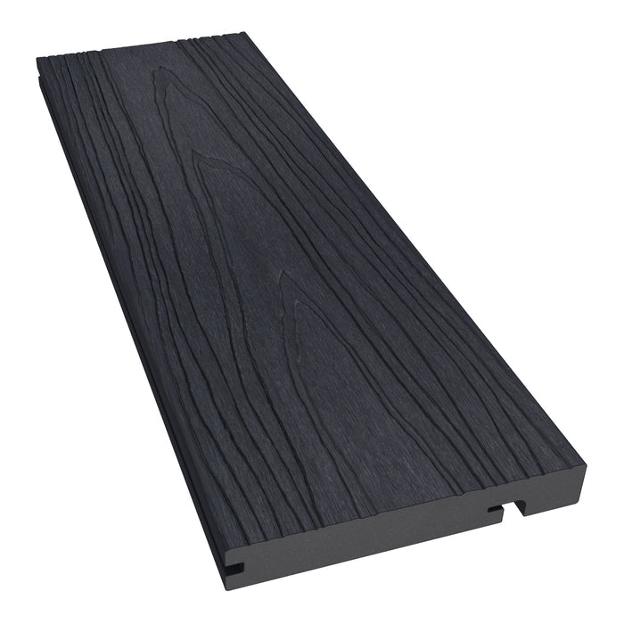 NeoTimber Deluxe Woodgrain Composite Decking Edge Board – Charcoal –  Angled Close Up