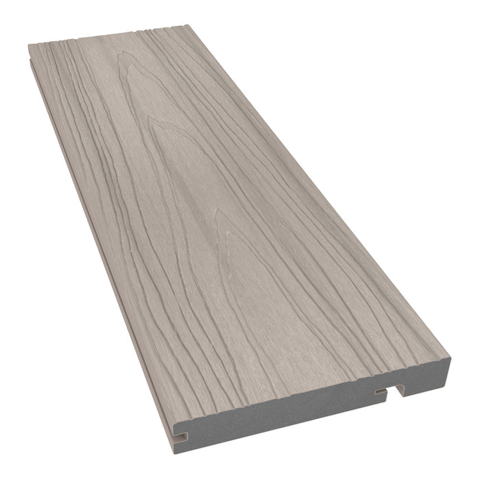 NeoTimber Deluxe Woodgrain Composite Decking Edge Board – Ash White –  Angled Close Up