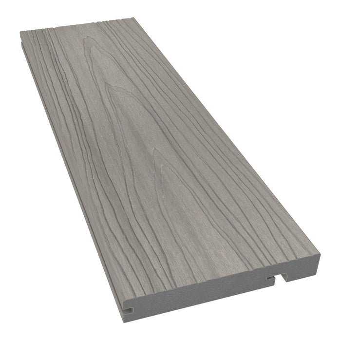 NeoTimber Deluxe Woodgrain Composite Decking Edge Board – Silver Birch –  Angled Close Up