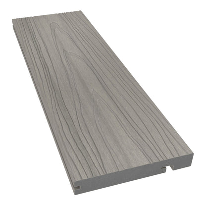 NeoTimber Deluxe Woodgrain Composite Decking Edge Board – Silver Birch –  Angled Close Up