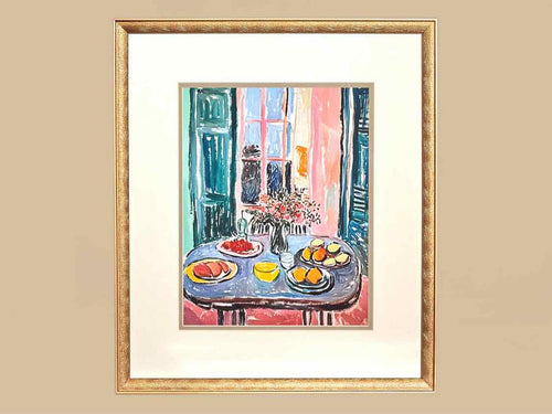 'Dinner's Ready II'  Print In Textured Gold & Matt Black Frame