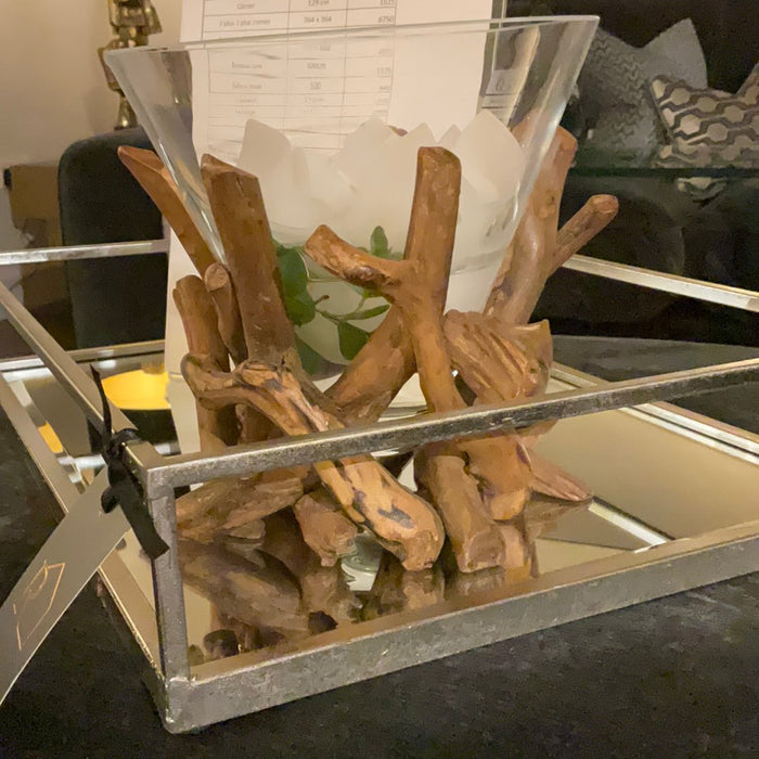 Driftwood holder for vase-Renaissance Design Studio
