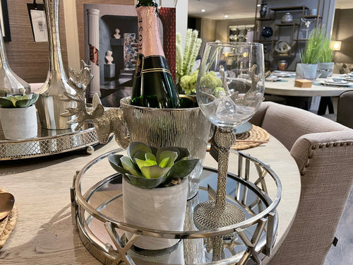 Ella Round Nickel Tray With Roman Numerals Instore purchase only for collection-Renaissance Design Studio