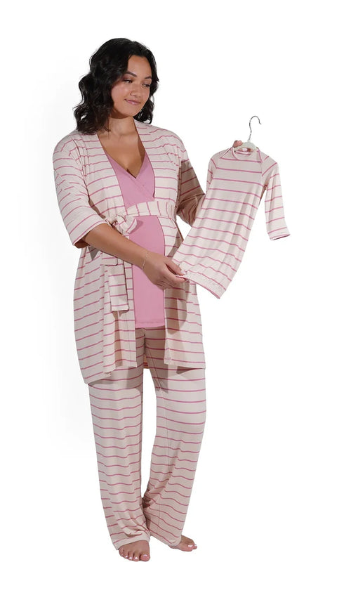 Everly Grey | 5-Piece Pajamas | Pink Stripe