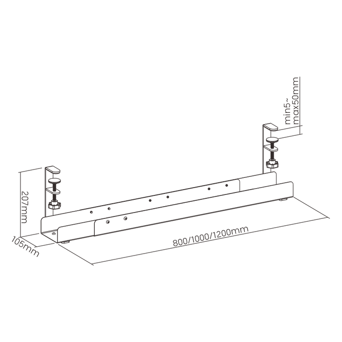 HINOMI FlexRail Under-Desk Adjustable Width Cable Tray Organizer