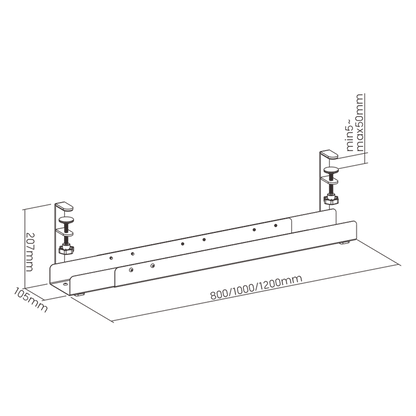 HINOMI FlexRail Under-Desk Adjustable Width Cable Tray Organizer