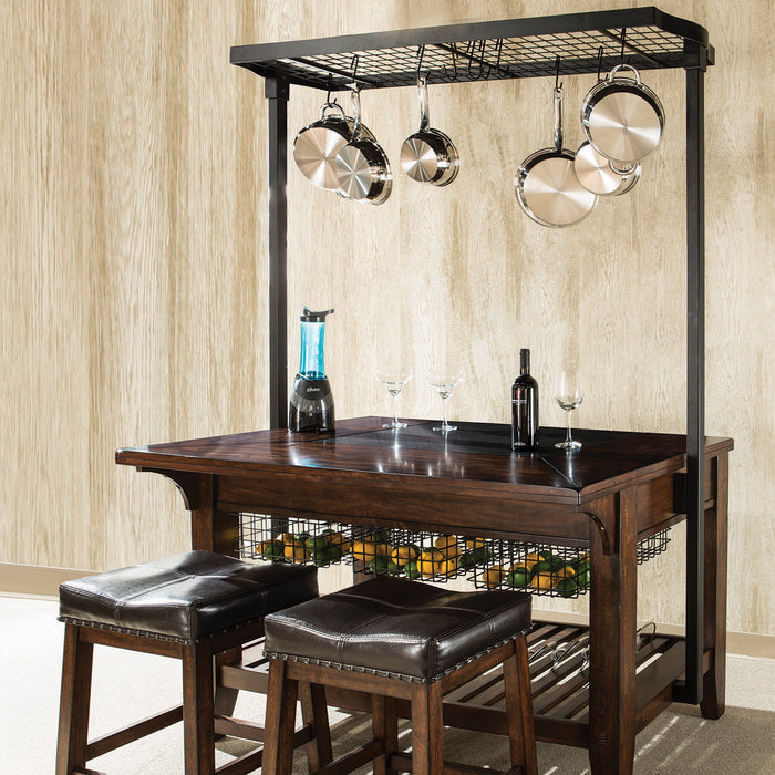 A room setting featuring Kona Raisin 24 Inch Backless Bar Stool