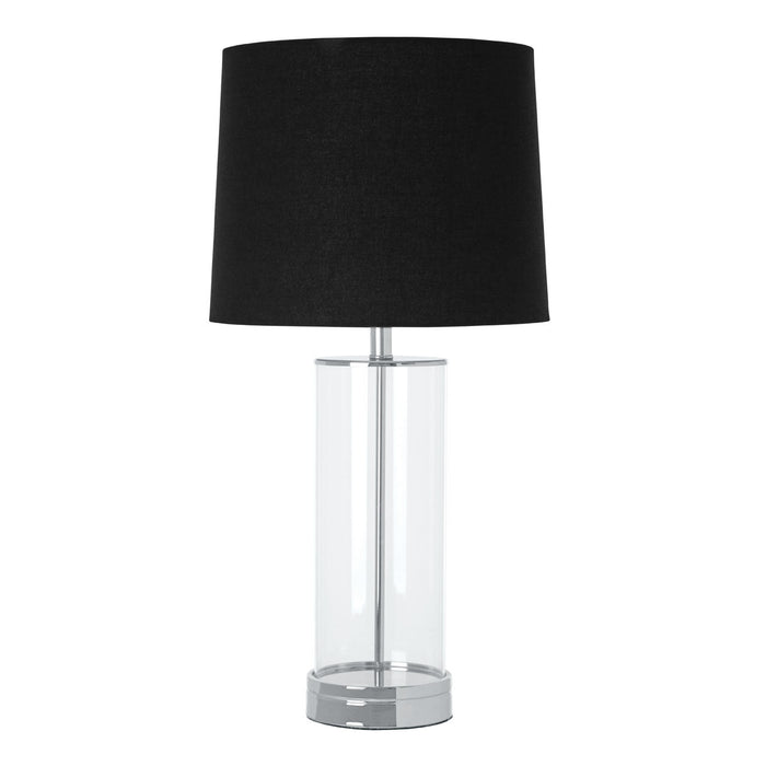 Ludo designer lamp with cylinder clear base and black shade-Renaissance Design Studio