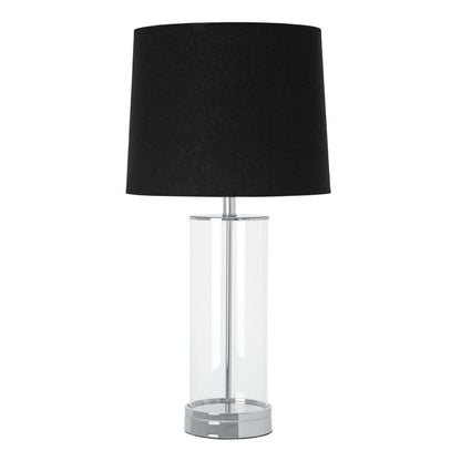 Ludo designer lamp with cylinder clear base and black shade-Renaissance Design Studio