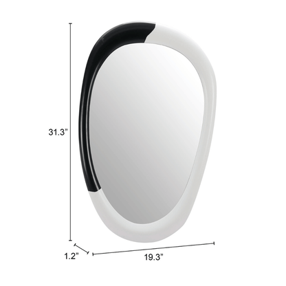 Zuo Muna mirror with modern white and black wooden frame, accent mirror for contemporary interior decor.