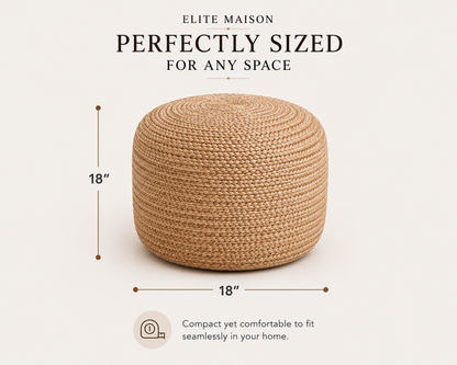 Nimes Jute Round Pouf | Hand-Woven Natural Fiber Ottoman & Floor Seating