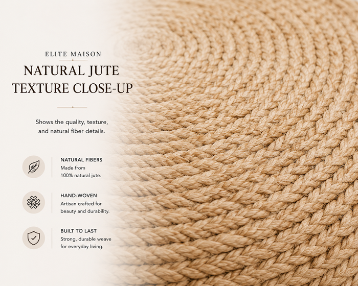 Nimes Jute Round Pouf | Hand-Woven Natural Fiber Ottoman & Floor Seating