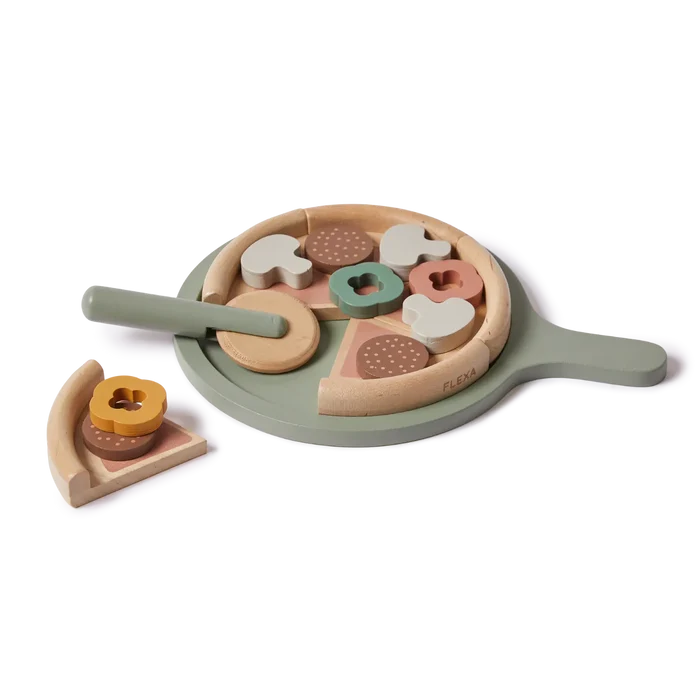 Pizza, 5 slices, Handpainted PLAY pizza-multicolors-natural-wood  flexa-com.myshopify.com