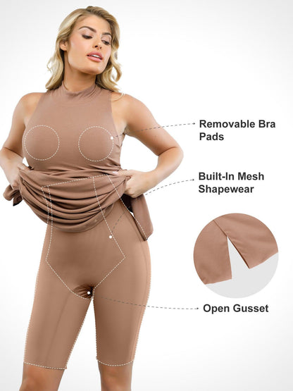 Shapewear Modal Sleeveless Mock Neck Slimming Maxi Dress