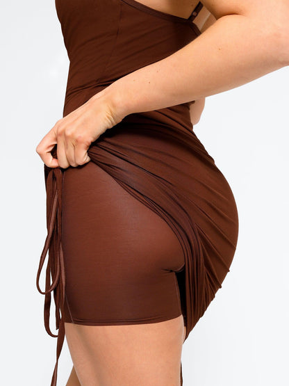 Shapewear Ruched Modal Bodycon Mini Slip Dress