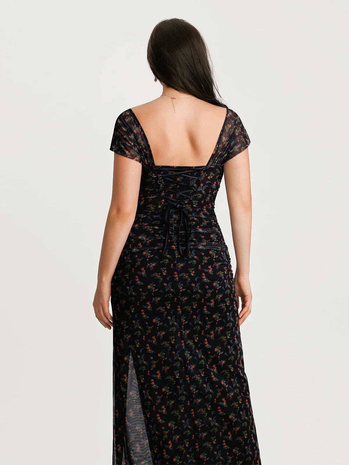 Off-The-Shoulder Sculpting Floral Print Maxi Dress