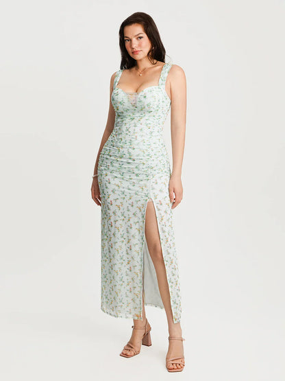 Off-The-Shoulder Sculpting Floral Print Maxi Dress