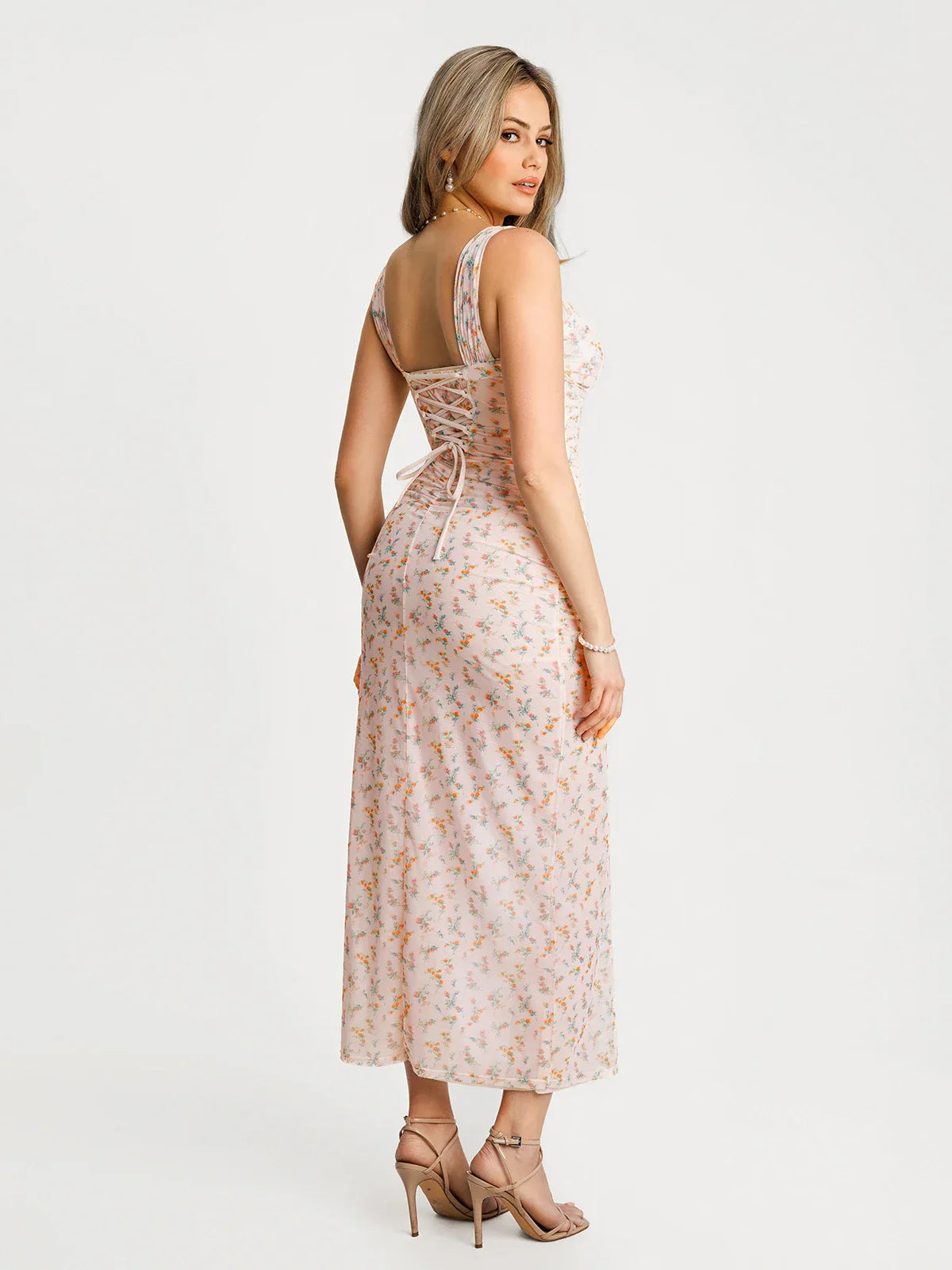 Off-The-Shoulder Sculpting Floral Print Maxi Dress