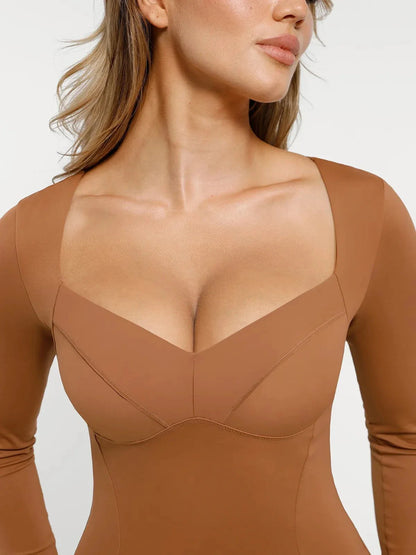 Redtag Thermal Shapewear Long Sleeve Sweetheart Mini Dress
