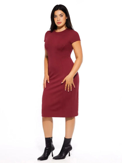 SculptWear Short Sleeve Fitted Sheath Dress