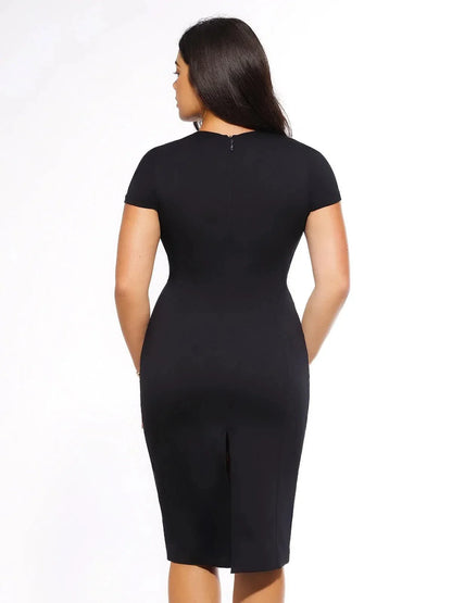 SculptWear Short Sleeve Fitted Sheath Dress