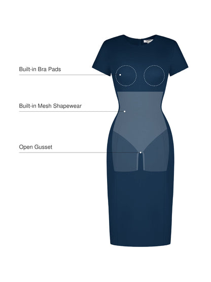 SculptWear Short Sleeve Fitted Sheath Dress