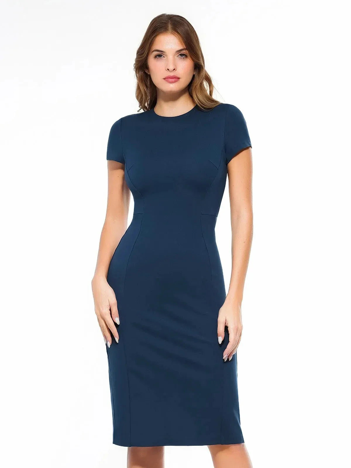 SculptWear Short Sleeve Fitted Sheath Dress