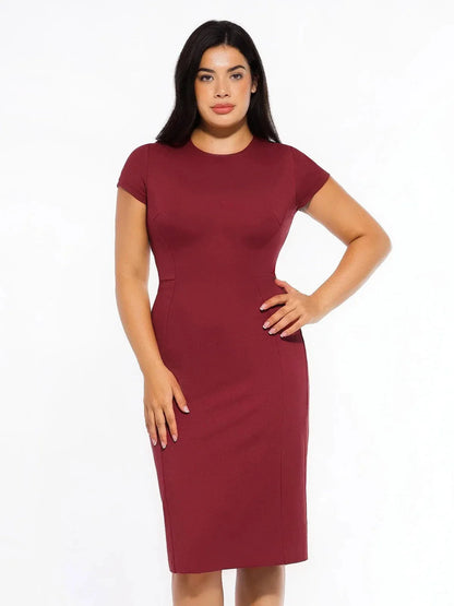SculptWear Short Sleeve Fitted Sheath Dress