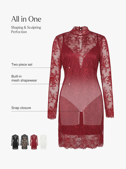 Shapewear 2-in-1 Lace Overlay Sculpting Dress