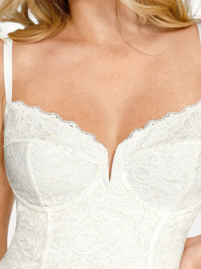 Shapewear All-Lace Hourglass Corset Side Slit Midi Dress