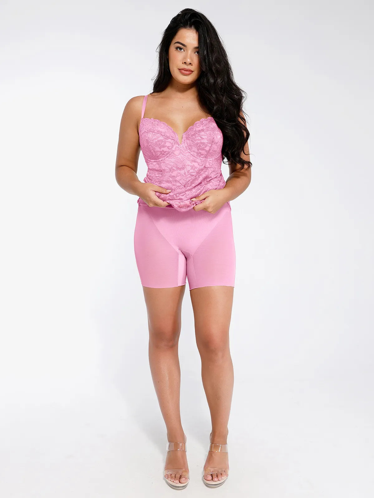 Shapewear All-Lace Hourglass Corset Side Slit Midi Dress