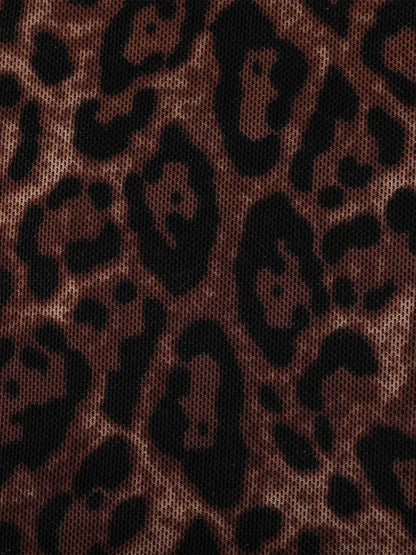 Shapewear Leopard Cowl Neck Ruched Sculpting Maxi Dress