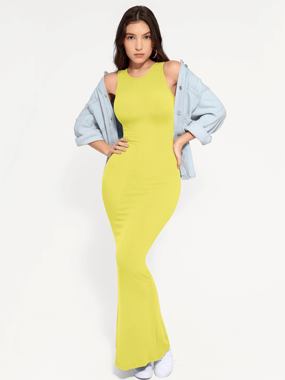 Shapewear Modal Sleeveless Crew Neck Slimming Maxi Dress